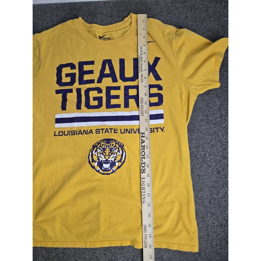 Nike Lsu Tigers Geaux Louisiana State University T-shirt Size Lg Gold Shaq Ncaa - Picture 9 of 9